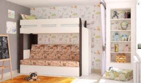 Кровать с диваном 75 Карамель Атлант (Венге Магия /Сосна Карелия/Савана) в Балахте - balahta.katalogmebeli.com | фото