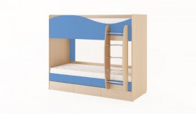 Кровать 2-х ярусная с ящиками (Беленый дуб/Синий) в Балахте - balahta.katalogmebeli.com | фото