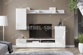 Мебель для гостиной МГС 4 (Белый/Белый глянец) в Балахте - balahta.katalogmebeli.com | фото