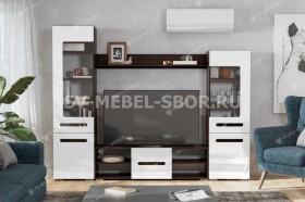 Мебель для гостиной МГС 6 (Исполнение 1/Венге/Белый глянец) в Балахте - balahta.katalogmebeli.com | фото