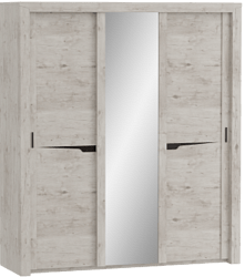 Шкаф трехдверный Соренто с раздвижными дверями Дуб бонифаций/Кофе структурный матовый в Балахте - balahta.katalogmebeli.com | фото