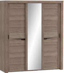 Шкаф трехдверный Соренто с раздвижными дверями Дуб стирлинг/Кофе структурный матовый в Балахте - balahta.katalogmebeli.com | фото
