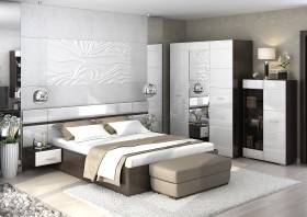 Спальня Вегас (Венге/Белый глянец) в Балахте - balahta.katalogmebeli.com | фото